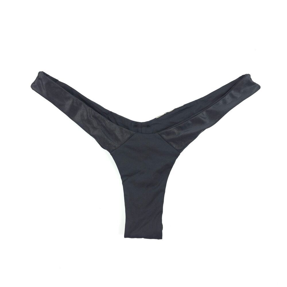 BEACH BUNNY Chrissy Micro Tango Bikini Bottom Swim Thong Black Minimal 90s Y2k